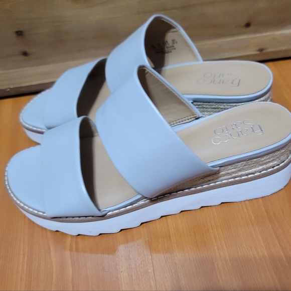 Franco Sarto Gray Cork Slip On Wedge Sandals - Picture 4 of 6